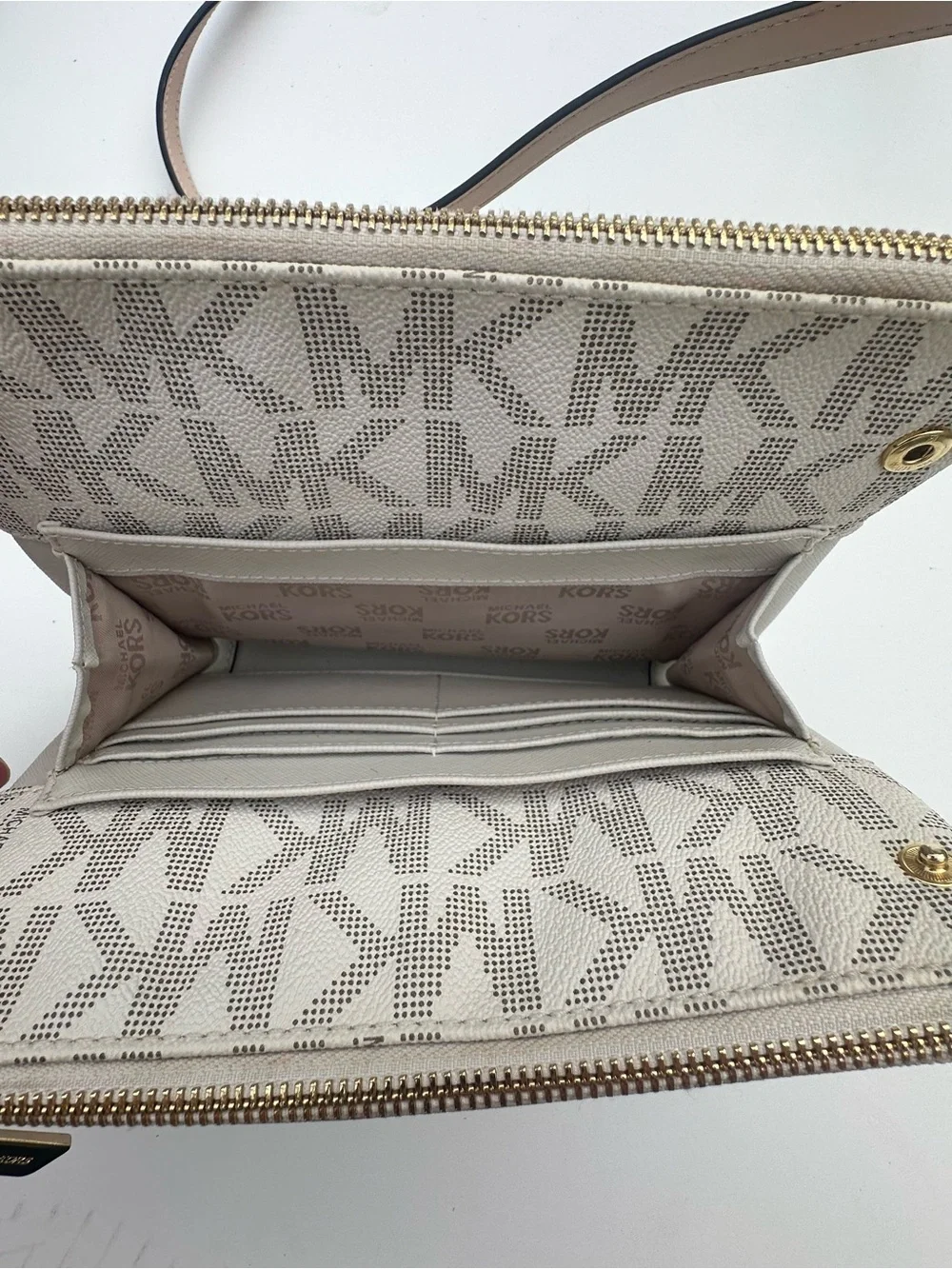 Michael Kors Tan and Cream MK Logo Crossbody Bag